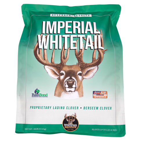 Imperial Whitetail Clover perennial food plot seed bag by Whitetail Institute