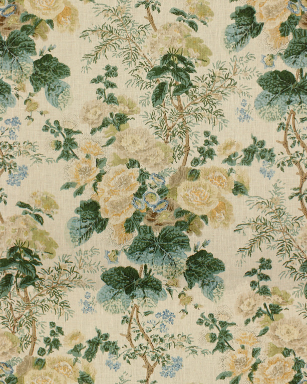 Hollyhock Hdb Lemon/Aqua by Lee Jofa Fabric - Fabric Carolina