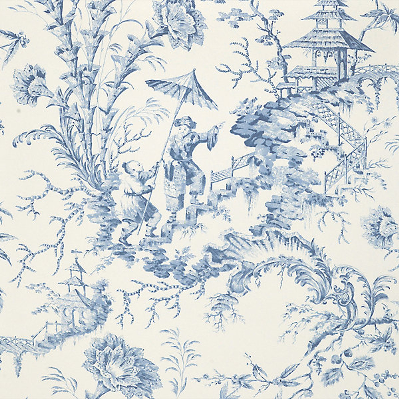 Wallpaper Toile de Jouy blue