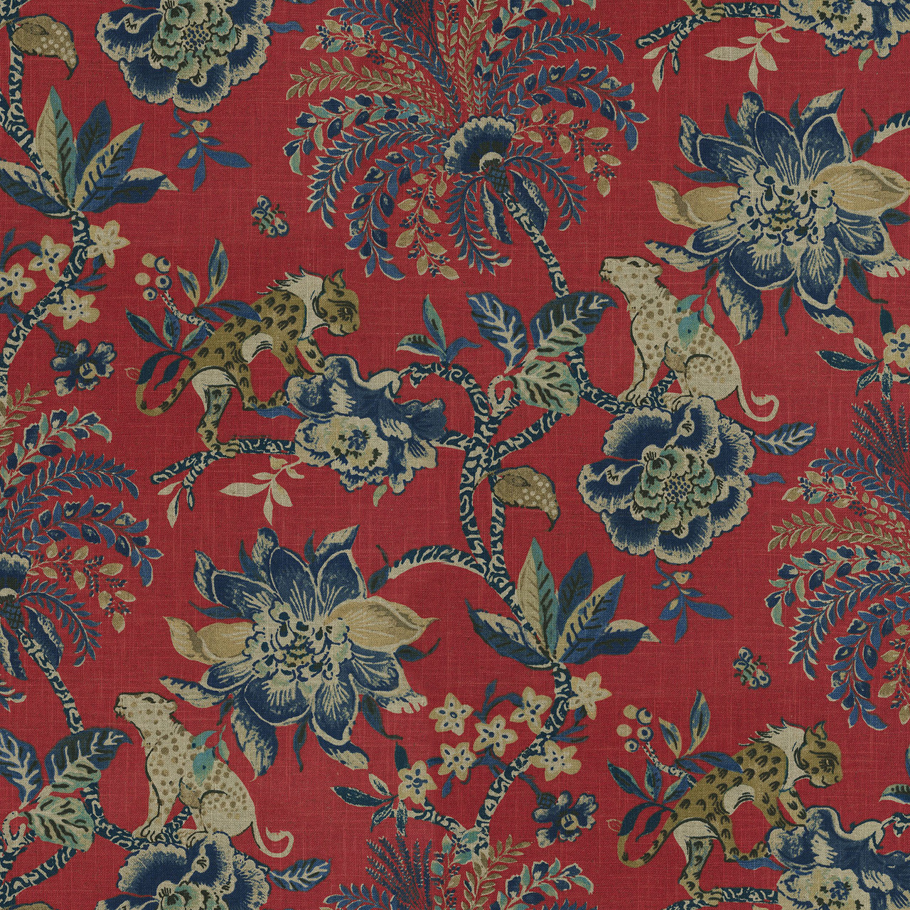Braganza Poppy 750680 by Williamsburg Fabric - Fabric Carolina