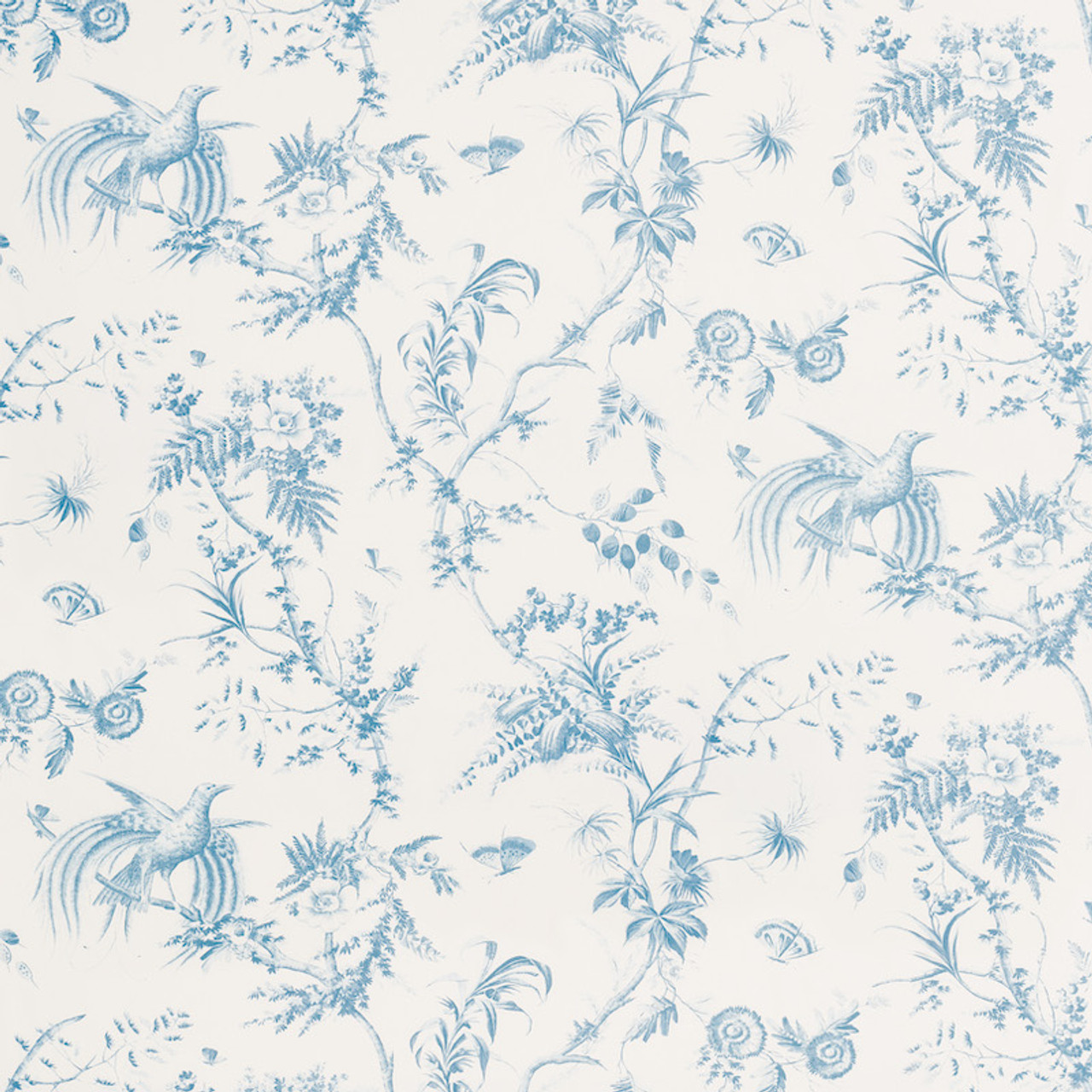 French blue toile cotton fabric