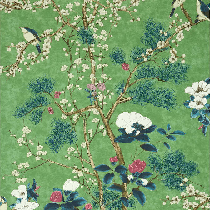 green oriental wallpaper