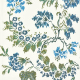 Kew Gardens Warp Print/Blues On Ivory 16611-002 by Scalamandre Fabric SCALAMANDRE WAREHOUSE 55% COTTON 45% LINEN INDIA LIGHT DUTY Horizontal: 29" and Vertical: 26" 52" - Fabric Carolina -