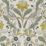 Orchard Birds Birds Forest/Chartreuse by Clarke And Clarke Fabric CLARKE & CLARKE SHERWOOD COTTON - 100% Turkey MEDIUM Horizontal: - and Vertical: - 54 - Fabric Carolina -