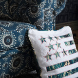 STARS AND STRIPES Linen Cushion (LC40030) by Mind The Gap | LC40030 | THE HOME OF AN ECCENTRIC MAN | 20 x 20 in | Blue, Taupe, White | Fabric Carolina | https://www.fabriccarolina.com/