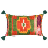 ERDELY Linen Cushion (LC40102) by Mind The Gap | LC40102 | TRANSYLVANIAN ROOTS | 20 x 12 in | Green, Ochre, Pink, Red | Fabric Carolina | https://www.fabriccarolina.com/