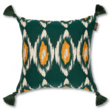 PRADESH IKAT Cushion (LC40172) by Mind The Gap | LC40172 | WOODSTOCK '69 LIFESTYLE COLLECTION | 20 x 20 in | Green, Ivory, Orange | Fabric Carolina | https://www.fabriccarolina.com/
