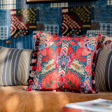 PSYCHEDELIA Cushion (LC40142) by Mind The Gap | LC40142 | WOODSTOCK '69 LIFESTYLE COLLECTION | 20 x 20 in | Blue, Green, Red, Taupe | Fabric Carolina | https://www.fabriccarolina.com/