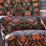 SOUL SACRIFICE Cushion (LC40141) by Mind The Gap | LC40141 | WOODSTOCK '69 LIFESTYLE COLLECTION | 20 x 12 in | Black, Blue, Green, Orange, Yellow | Fabric Carolina | https://www.fabriccarolina.com/