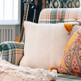 WHITE LAKE Jacquard Cushion (LC40167) by Mind The Gap | LC40167 | WOODSTOCK '69 LIFESTYLE COLLECTION | 20 x 20 in | Off White | Fabric Carolina | https://www.fabriccarolina.com/