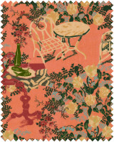 LA BRASSERIA Salmon Velvet (FB00129) by Mind The Gap | FB00129 | LA DOLCE VITA | Blue, Green, Ivory, Red, Salmon, Yellow | Fabric Carolina | https://www.fabriccarolina.com/