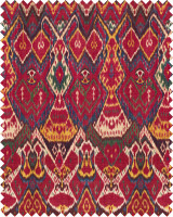 UZBEK IKAT Linen (FB00024) by Mind The Gap | FB00024 | THE HOME OF AN ECCENTRIC MAN | Blue, Brown, Ochre, Red | Fabric Carolina | https://www.fabriccarolina.com/