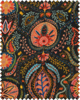 SOUL SACRIFICE Fabric (FB00076) by Mind The Gap | FB00076 | WOODSTOCK '69 LIFESTYLE COLLECTION | Black, Blue, Green, Orange, Yellow | Fabric Carolina | https://www.fabriccarolina.com/