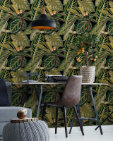AMAZONIA Wallpaper (WP20159) by Mind The Gap | WP20159 | PREMIUM DESIGNER WALLPAPER COLLECTION | 3 rolls x 20.5 x 118.1 in | 0.52m / 20.5in | 3m / 118in | 4.65mp | 52cm / 20.5in | Black, Green | Non-woven | Paste the wall | 3-rolls in a box | Fabric Carolina | https://www.fabriccarolina.com/