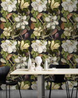 MAGNOLIA Wallpaper (WP20171) by Mind The Gap | WP20171 | PREMIUM DESIGNER WALLPAPER COLLECTION | 3 rolls x 20.5 x 118.1 in | 0.52m / 20.5in | 3m / 118in | 4.65mp | 70cm / 27.6in | Black, Green, White | Non-woven | Paste the wall | 3-rolls in a box | Fabric Carolina | https://www.fabriccarolina.com/