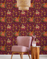ARISTOCRACY Wallpaper (WP20403) by Mind The Gap | WP20403 | THE WALLPAPER COLLECTABLES | 3 rolls x 20.5 x 118.1 in | 0.52m / 20.5in | 3m / 118in | 4.65mp | 52cm / 20.5in | Black, Burgundy, Red, Yellow | Textured Matte | Paste the wall | 3-rolls in a box | Fabric Carolina | https://www.fabriccarolina.com/