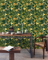 MIMULUS Anthracite Wallpaper (WP20322) by Mind The Gap | WP20322 | THE WALLPAPER COLLECTABLES | 3 rolls x 20.5 x 118.1 in | 0.52m / 20.5in | 3m / 118in | 4.65mp | 60cm / 23.6in | Green, Yellow | Textured Matte | Paste the wall | 3-rolls in a box | Fabric Carolina | https://www.fabriccarolina.com/