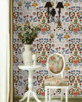 TRANSYLVANIA FOLK Wallpaper (WP20313) by Mind The Gap | WP20313 | THE WALLPAPER COLLECTABLES | 3 rolls x 20.5 x 118.1 in | 0.52m / 20.5in | 3m / 118in | 4.65mp | 52cm / 20.5in | Blue, Off White, Red, Yellow | Textured Matte | Paste the wall | 3-rolls in a box | Fabric Carolina | https://www.fabriccarolina.com/