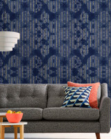 WASHED SHIBORI Indigo (WP20396) by Mind The Gap | WP20396 | THE WALLPAPER COLLECTABLES | 3 rolls x 20.5 x 118.1 in | 0.52m / 20.5in | 3m / 118in | 4.65mp | 100cm / 39.3in | Indigo blue, Gold | Textured Matte | Paste the wall | 3-rolls in a box | Fabric Carolina | https://www.fabriccarolina.com/