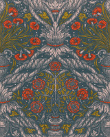 FLORAL ORNAMENT Scarlet Wallpaper (WP20471) by Mind The Gap | WP20471 | THE WALLPAPER COMPENDIUM 1 | 3 rolls x 20.5 x 118.1 in | 0.52m / 20.5in | 3m / 118in | 4.65mp | 65cm / 25.6in | Blue, Red, Taupe | Non-woven | Paste the wall | 3-rolls in a box | Fabric Carolina | https://www.fabriccarolina.com/