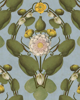 NYMPHAEA Powder Blue Wallpaper (WP20727) by Mind The Gap | WP20727 | THE WETLANDS | 1 roll x 20.47 x 354.33 in | 0.52m / 20.5in | 9m / 354in | 4.68mp | 52cm / 20.5in | Blue, Brown, Green, Ivory, Pink, Yellow | Non-woven | Paste the wall | 1-roll in a box | Fabric Carolina | https://www.fabriccarolina.com/