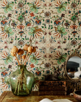 THE DEER STALKER Wallpaper (WP20548) by Mind The Gap | WP20548 | TRANSYLVANIAN ROOTS | 3 rolls x 20.5 x 118.1 in | 0.52m / 20.5in | 3m / 118in | 4.65mp | 50cm / 19.6in | Blue, Green, Red | Textured Matte | Paste the wall | 3-rolls in a box | Fabric Carolina | https://www.fabriccarolina.com/