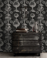 ARMILLARY Anthracite Premium Wallpaper (WP20030) by Mind The Gap | WP20030 | WALLPAPER DESIGNER COLLECTION | 3 rolls x 20.5 x 118.1 in | 0.52m / 20.5in | 3m / 118in | 4.65mp | 70cm / 27.6in | Anthracite, Black, White | Non-woven | Paste the wall | 3-rolls in a box | Fabric Carolina | https://www.fabriccarolina.com/