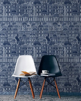 LOUVRE Blue Wallpaper (WP20021) by Mind The Gap | WP20021 | WALLPAPER DESIGNER COLLECTION | 3 rolls x 20.5 x 118.1 in | 0.52m / 20.5in | 3m / 118in | 4.65mp | 70cm / 27.6in | Blue, White | Non-woven | Paste the wall | 3-rolls in a box | Fabric Carolina | https://www.fabriccarolina.com/