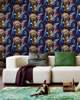 SCI-FI PULP Premium Wallpaper (WP20064) by Mind The Gap | WP20064 | WALLPAPER DESIGNER COLLECTION | 3 rolls x 20.5 x 118.1 in | 0.52m / 20.5in | 3m / 118in | 4.65mp | 52cm / 20.5in | Black, Blue, Red, Yellow | Non-woven | Paste the wall | 3-rolls in a box | Fabric Carolina | https://www.fabriccarolina.com/