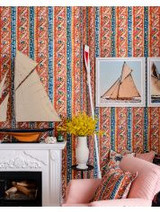 SAMOTHRAKI Wallpaper (WP20571) by Mind The Gap | WP20571 | SUNDANCE VILLA | 3 rolls x 52x300 cm / 20.5x118.1 in | 0.52m / 20.5in | 3m / 118in | 4.65sqm / 50sq ft | 52cm / 20.5in | Blue, Yellow, Beige, Orange | Non-woven Textured | Paste the wall | 3-rolls in a box | Fabric Carolina | https://www.fabriccarolina.com/