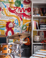 TUTU Wallpaper (WP20886) by Mind The Gap | WP20886 | JAZZ LIVE | 3 rolls x 52 x 300 cm / 20.5 x 118.1in | 0.52m / 20.5in | 300 cm / 393.7in | 4.68sqm / 50sq ft | 300cm / 118.1in | Black, Blue, Green, Yellow, Red, Cream | Non-woven Satin | Paste the wall | 3 rolls in a box | Fabric Carolina | https://www.fabriccarolina.com/