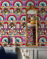CARNIVALE Wallpaper (WP20833) by Mind The Gap | WP20833 | LA DOLCE VITA | 1 roll x 52x900 cm / 20.47x354.33in | 0.52m / 20.5in | 9m / 354in | 4.68sqm / 50sq ft | 150cm / 59in | Black, Blue, White, Green, Yellow, Pink, Red | Non-woven Textured | Paste the wall | 1-roll in a box | Fabric Carolina | https://www.fabriccarolina.com/