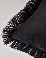 CHARCOAL Velvet Cushion (LC40234) by Mind The Gap | LC40234 | JAZZ LIVE | 50 x 50 cm | Black | Black fringes | Duck feather | Cotton velvet | Fabric Carolina | https://www.fabriccarolina.com/