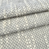 Optim Blue Pearl by Magnolia Designer Fabric Required Minimum Quantity Purchase: 2 yards Content: 97.7% POLY, 2% WOOL, 0.3% NYLON Origin: CHINA Performance: 50,000 WYZ Repeat: Horizontal: 0 and Vertical: 0 Width: 55.5 Uses: Upholstery