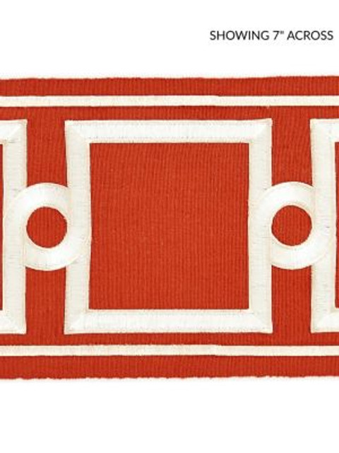 <p>Square Link Embroidered Tape Carnelian SCT32870005 by Scalamandre Trim</p><p><strong>Required Minimum Quantity Purchase: Fabrics by the yard 1 YARD MINIMUM </p><p>Book: MERCHANTE</p><p>Content: 70% COTTON 30% RAYON</p><p>Origin: INDIA</p><p>Performance: LIGHT DUTY</p><p>Repeat: Horizontal: 5.25" and Vertical: </p><p>Width: 6.25</p>