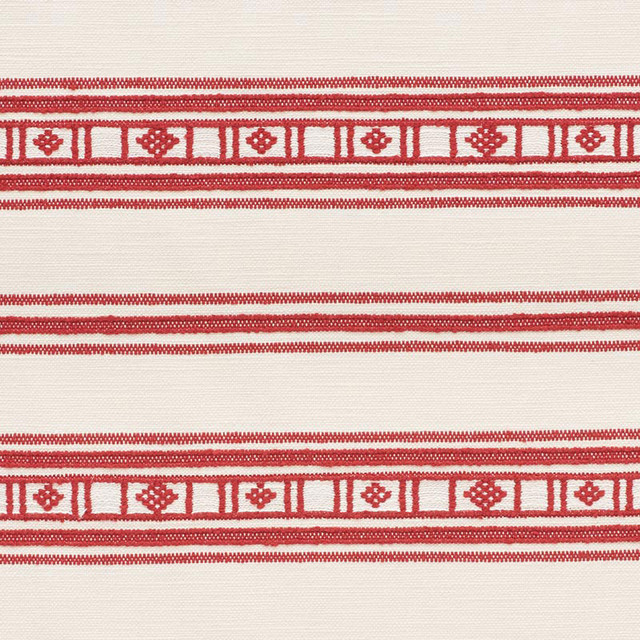 Buena Vista Red 74480 by Schumacher Fabric Primitive-Beauty 60% Cotton, 16% Linen, 16% Acrylic, 7% Polyester - Horizontal: 9 and Vertical: 9.625 54.25 - Fabric Carolina -