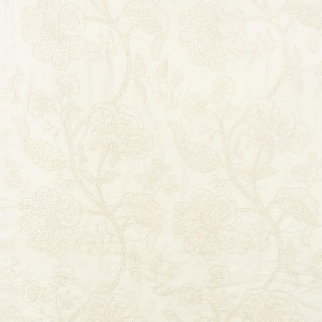 Full Bloom Embroidery Cream 70811 by Schumacher Fabric Contemporary Embroideries 26.0" - Fabric Carolina -