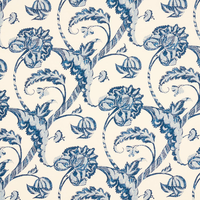 Vallier Vine Indigo 173772 by Schumacher Fabric Country Chic 27.0" - Fabric Carolina -