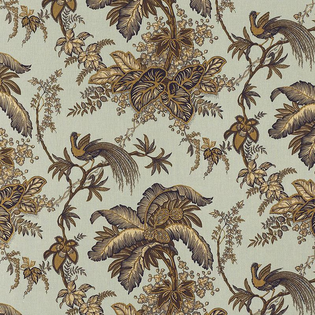 Coconut Grove Aqua & Tan 171114 by Schumacher Fabric Classic Prints 13.5" - Fabric Carolina - Coconut Grove Aqua & Tan 171114 by Schumacher Fabric Classic Prints 13.5" - Fabric Carolina -