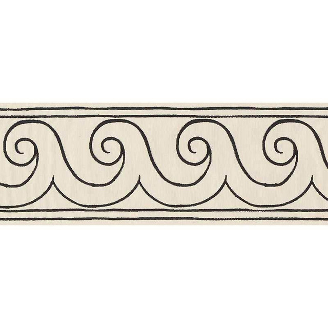Greek Waves Black On Ivory 70750 by Schumacher Trim Miles Redd 3.3" - Fabric Carolina - Greek Waves Black On Ivory 70750 by Schumacher Trim Miles Redd 3.3" - Fabric Carolina -
