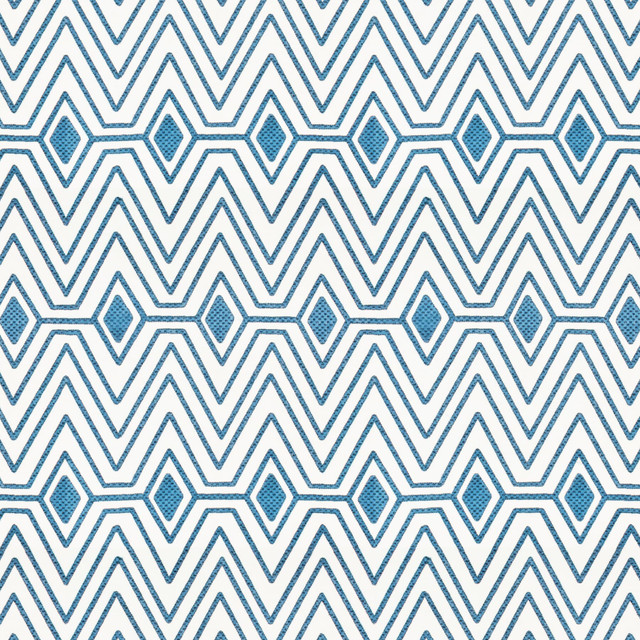 Facia 1 Denim by Stout Fabric Rainbow Library Lake/Indigo 100% Cotton Rayon Embroidery INDIA Horizontal: 3.875 and Vertical: 14.875 51 in - Fabric Carolina -