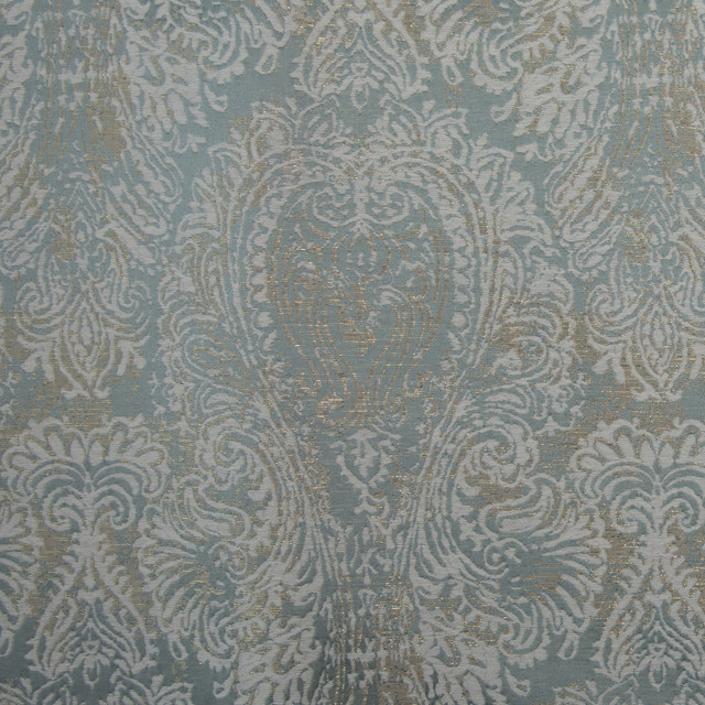Mandolin Seafoam by Norbar Fabric PARAMOUNT 100% POLYESTER AND LUREX CHINA 19"V 28 1/2"H 114 - Fabric Carolina -