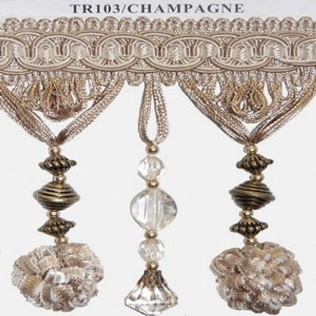 Tr103 Champagne 3-2 by Norbar Fabric 4 3/4" BEAD WITH TASSEL - Fabric Carolina -