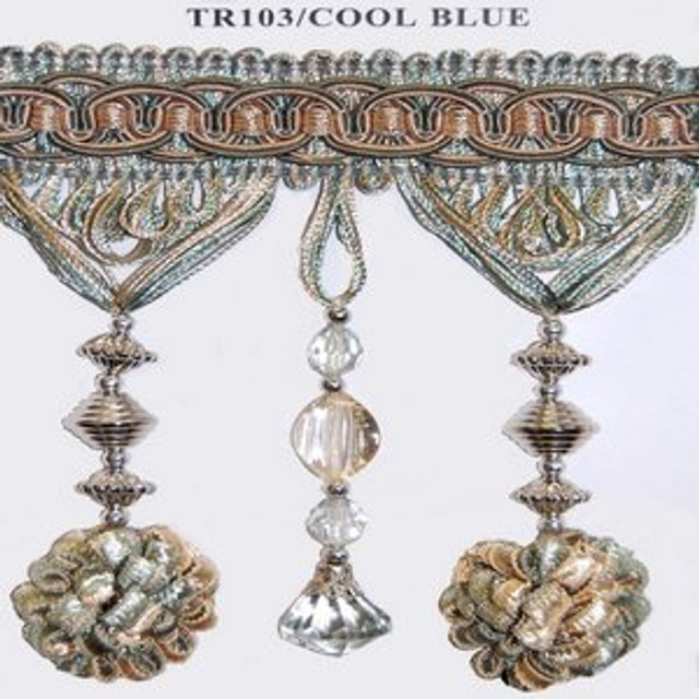Tr103 Cool Blue 39-3 by Norbar Fabric 4 3/4" BEAD WITH TASSEL - Fabric Carolina -