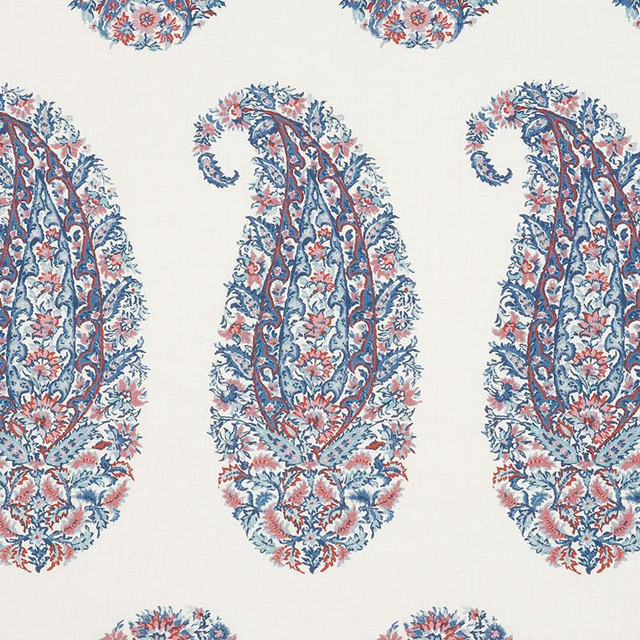 Shirala Paisley Delft & Rose 173784 by Schumacher Fabric Palampore 13.5" - Fabric Carolina - Shirala Paisley Delft & Rose 173784 by Schumacher Fabric Palampore 13.5" - Fabric Carolina -