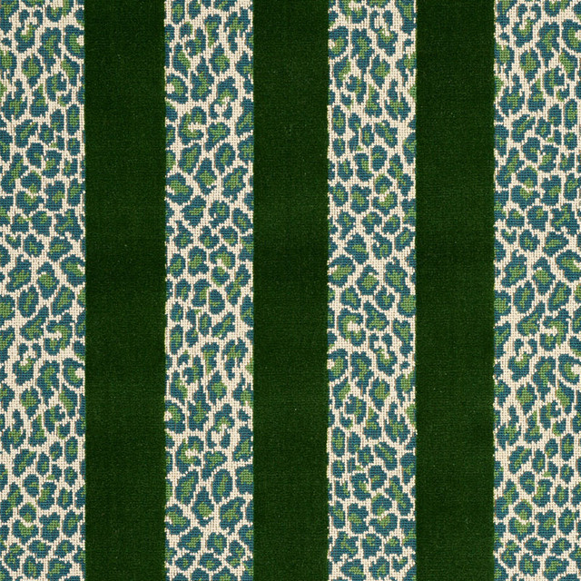 Guepard Stripe Velvet Emerald 77141 by Schumacher Fabric TIMOTHY CORRIGAN See Sample BELGIUM MEDIUM DURABILITY </p><p>Repeat: Horizontal: 13 1/2" and Vertical: 8 7/8" 54" (137CM) - Fabric Carolina -
