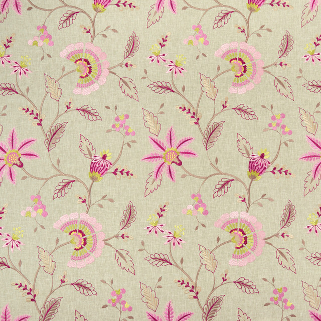Delamere Raspberry by Clarke And Clarke Fabric CLARKE & CLARKE HALCYON POLYESTER - 52%;COTTON - 48% India - Horizontal: 17.05 and Vertical: 18.9 54 - Fabric Carolina -