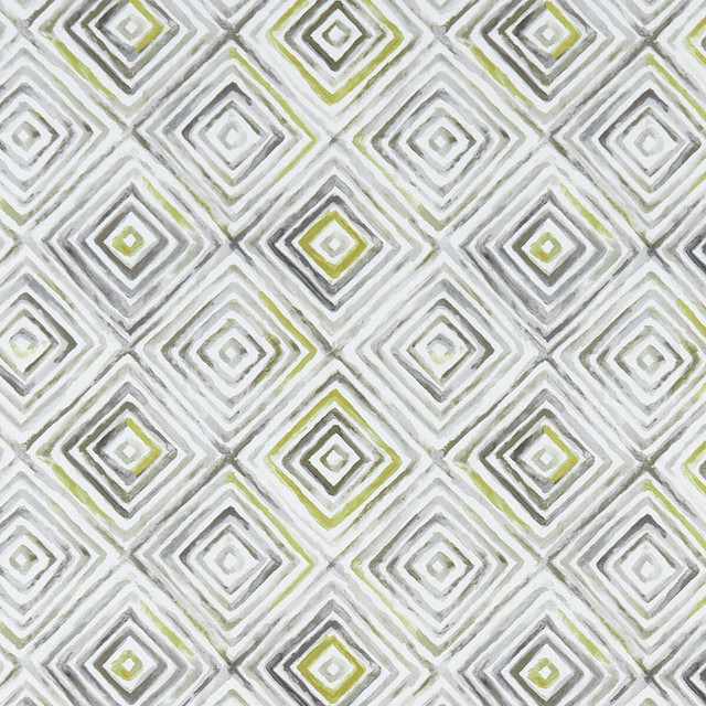 Otis Chartreuse/Charcoal by Clarke And Clarke Fabric CLARKE & CLARKE PALMERO COTTON - 100% Spain MEDIUM Horizontal: 13.625 and Vertical: 13.875 54 - Fabric Carolina -