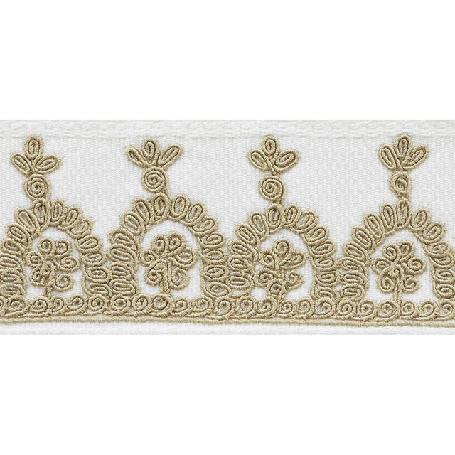 Noelia Embroidered Tape Ivory 74150 by Schumacher Trim Ottoman Chic 1.0" - Fabric Carolina -