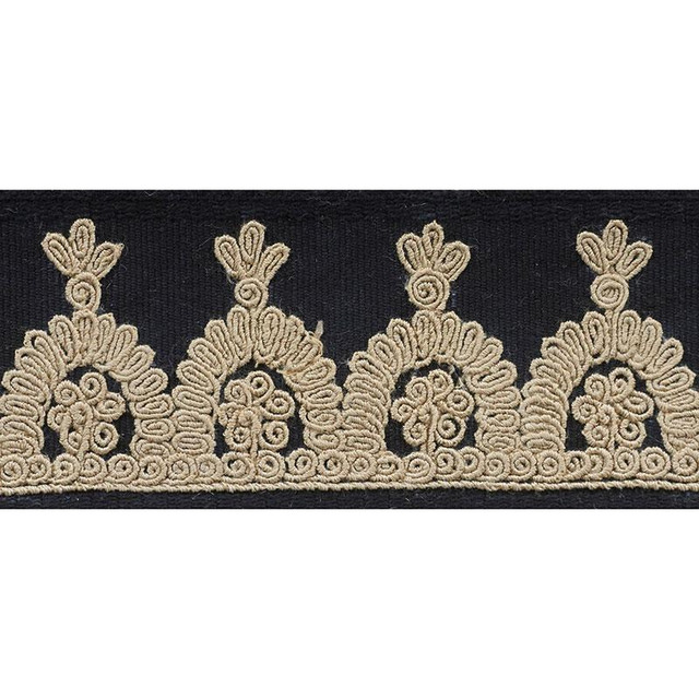 Noelia Embroidered Tape Onyx 74154 by Schumacher Trim Ottoman Chic 1.0" - Fabric Carolina - Noelia Embroidered Tape Onyx 74154 by Schumacher Trim Ottoman Chic 1.0" - Fabric Carolina -